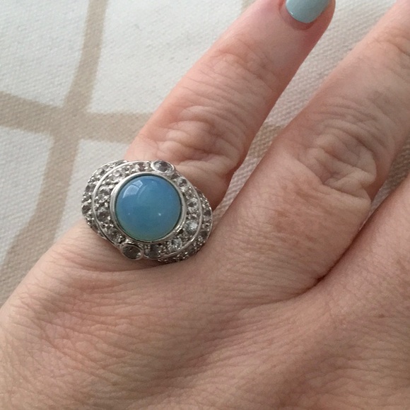 Sterling Chalcedony CZ Ring, Size 8 - Picture 6 of 7